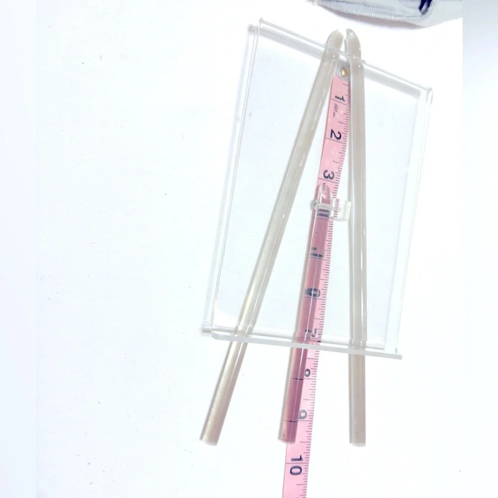 CONTAINER STORE 5”x10” Clear Acrylic Picture Frame Easel Stand Holds 5x7 Photo